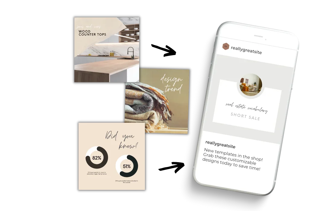 Mobile phone with examples of social media posts