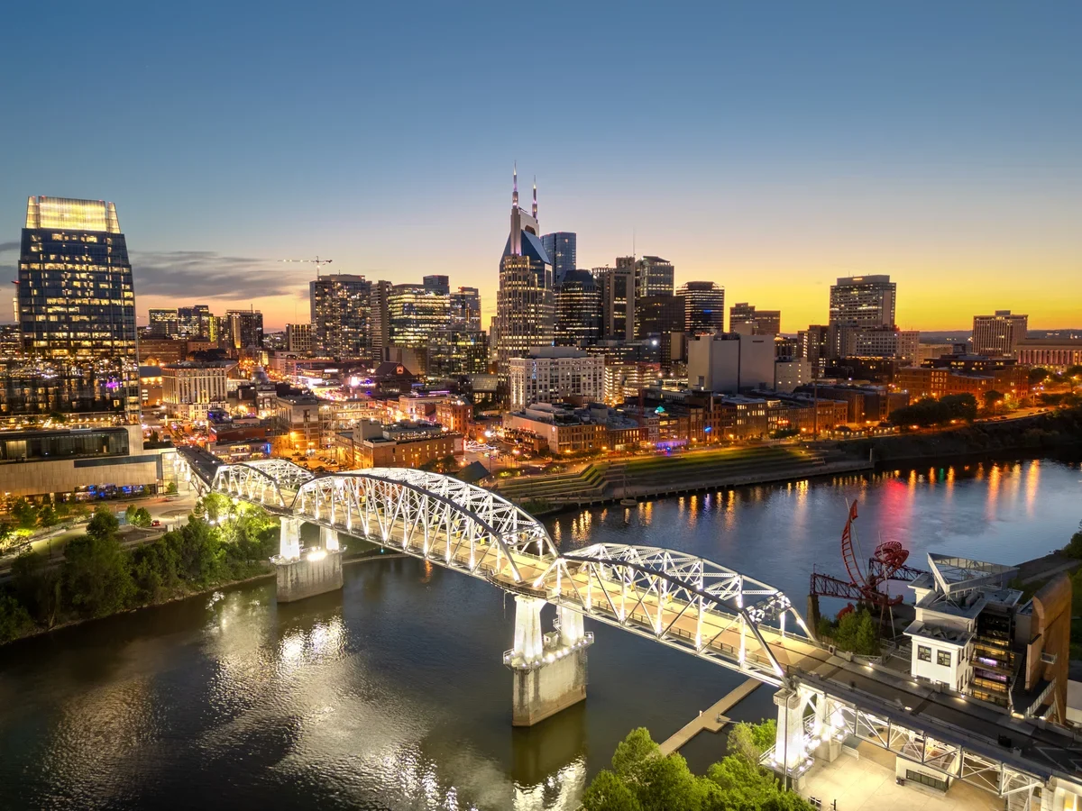 Nashville, Tennessee, USA Skyline Over the Cumberland River
