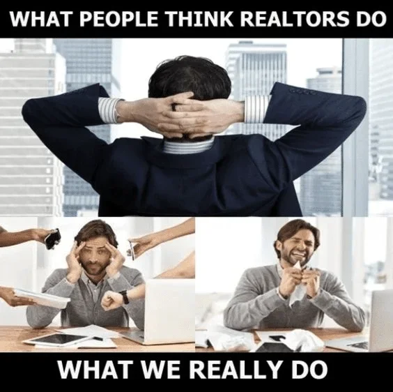 A collage of pictures showing man with his hands behind his head looking out at a city, a man looking stressed with his hands on his head, and a man crumpling up paper looking angry.
