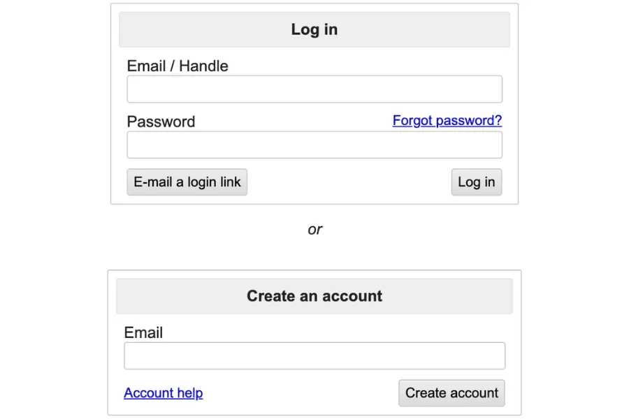 Craigslist log-in page