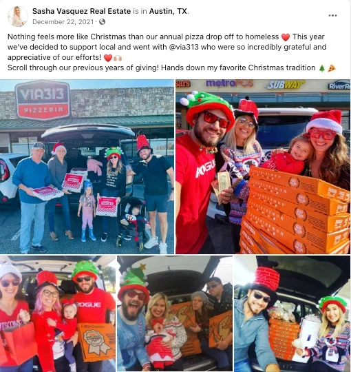 Screenshot of Facebook post about charity event
