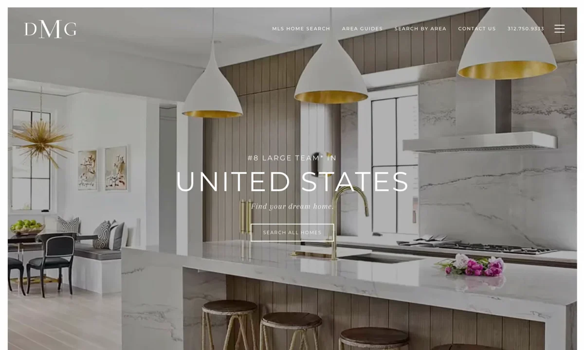 Website heading with image of modern kitchen