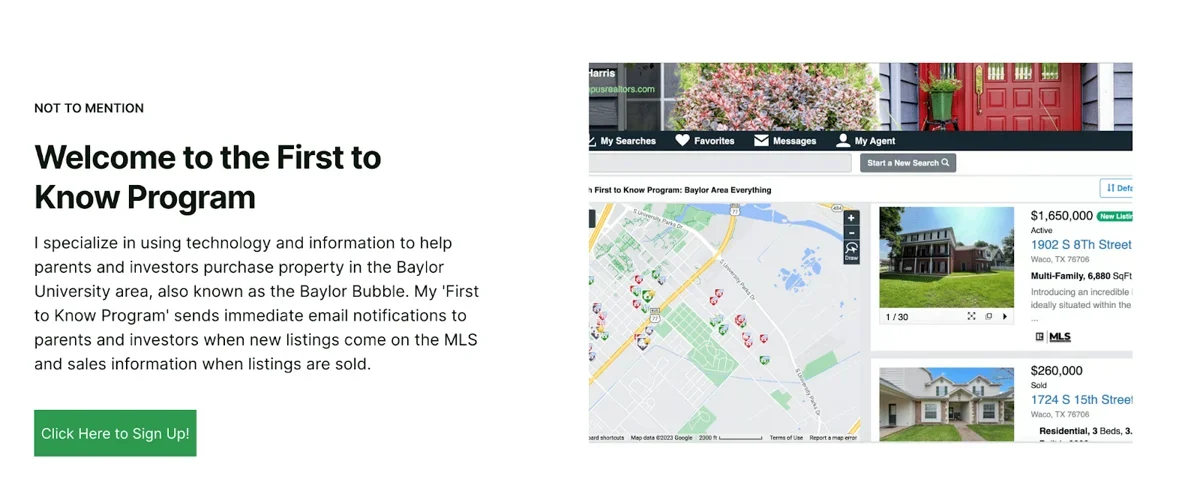 Baylor Real Estate Alerts's website