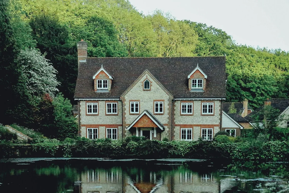 Georgian style house near a body of water