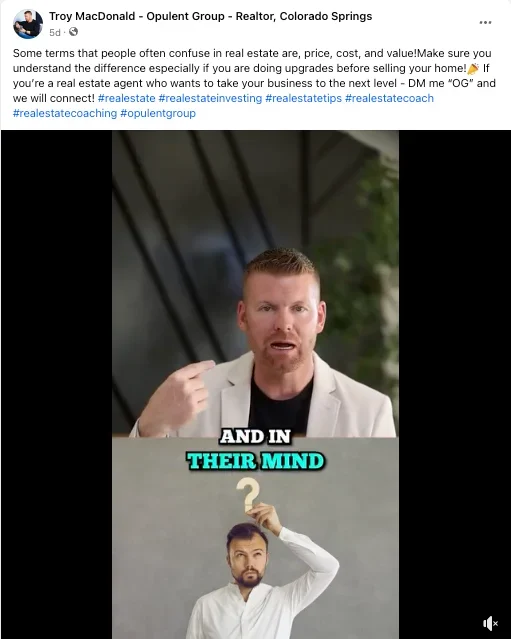 Screenshot of Facebook educational video post