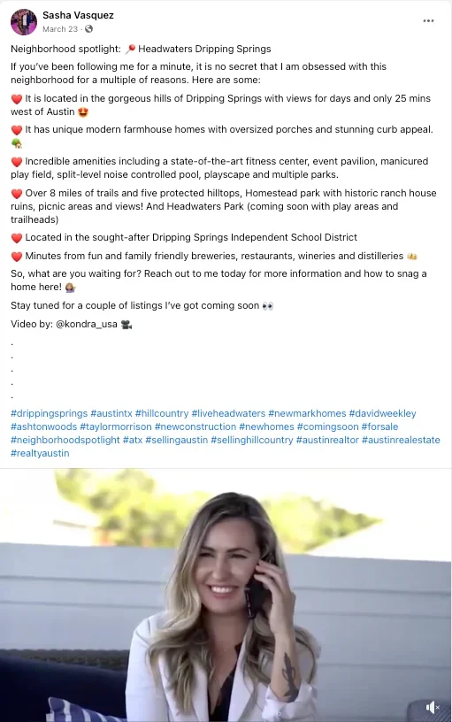 Screenshot of Facebook post with a neighborhood spotlight