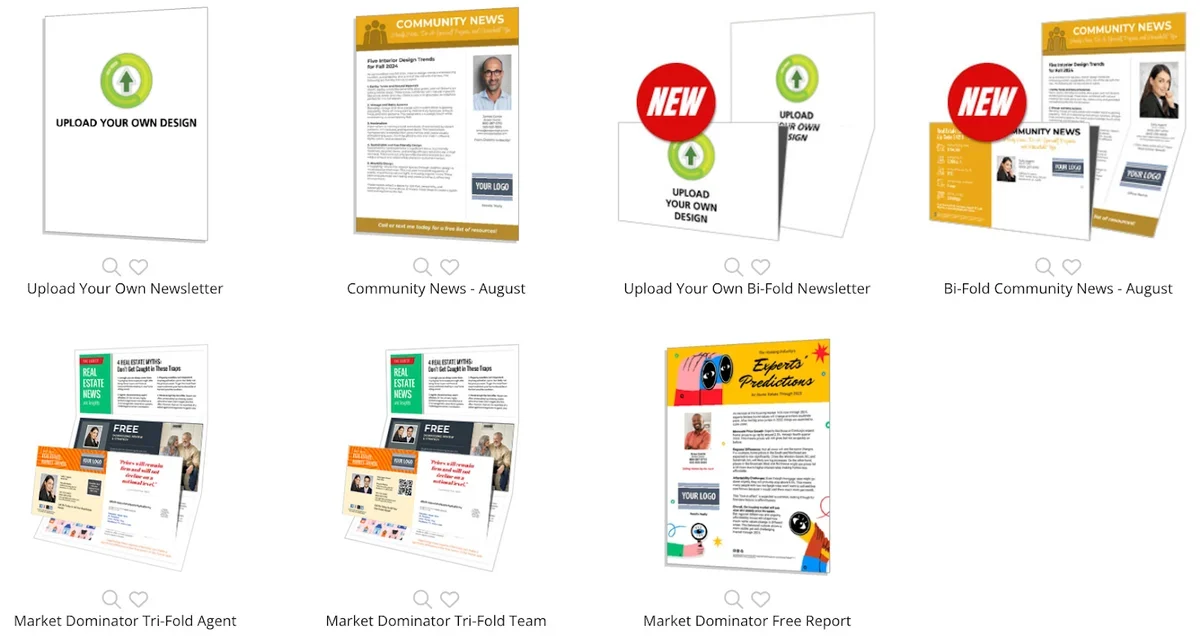 Screenshot of ProspectsPLUS! newsletter templates