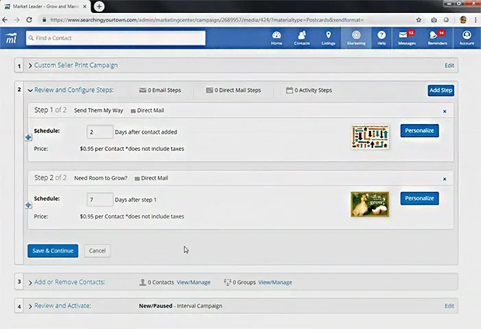 Market Leader direct mail campaign platform