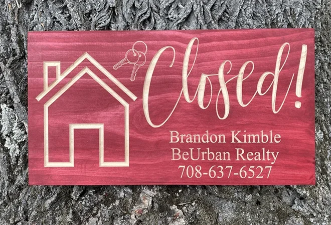 Red wood Design Real Estate Closed Sign