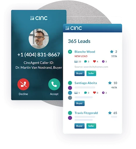 Two of CINC's mobile app screens.
